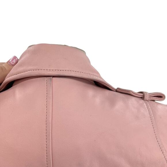 Dylan Gray Leather Moto Jacket Blush Pink Zip Front Size XS - Picture 15 of 16